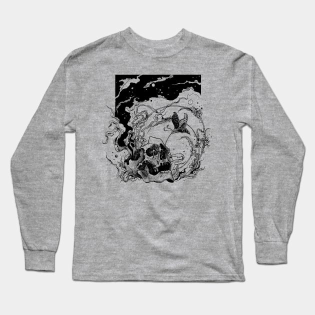 Skull and colibri Long Sleeve T-Shirt by rottenfantom